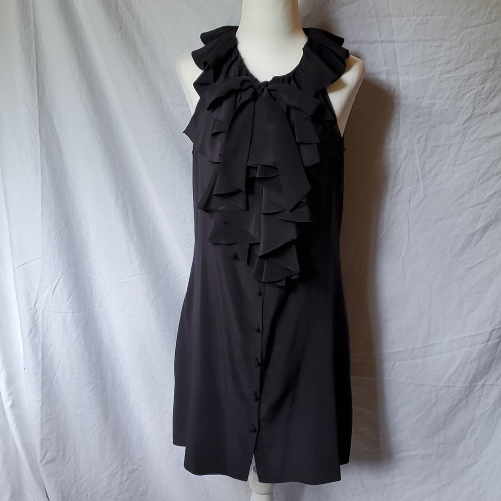 Karen Kane Black Ruffle Silk Dress